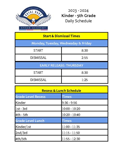 royal oaks bell schedule